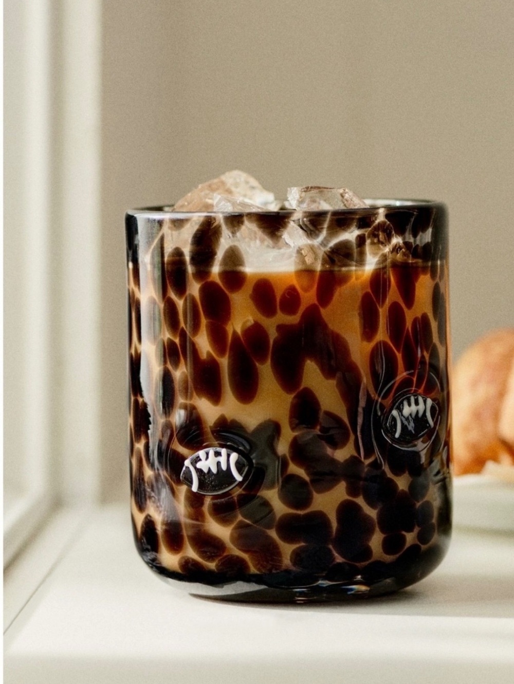 NWT Anthropologie Juice Glass Confetti Black Football